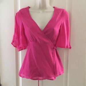 NWT Banana Republic Pink Wraparound Blouse